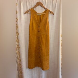 SM Wardrobe Mustard Corduroy Dress Button Front Sleeveless Midi Cottagecore